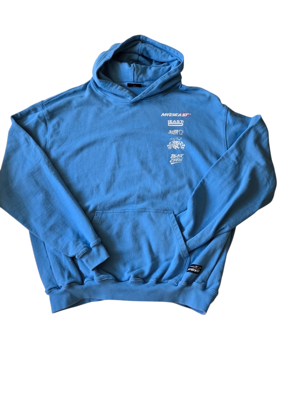 MrBeast Beast Crew Hoodie XL Blue Graphic Pullover Sweatshirt